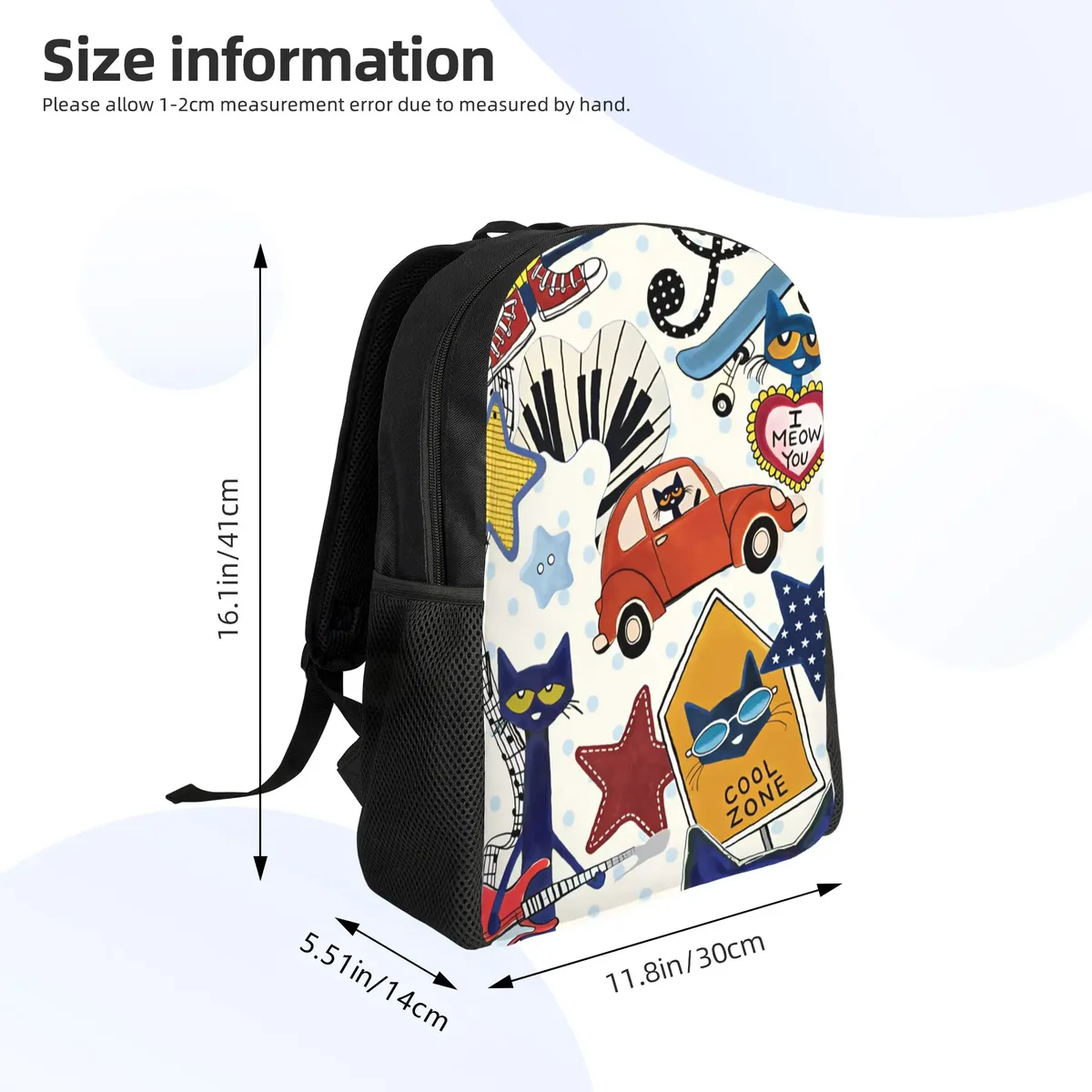 sac à dos pete cat, sacs à dos de randonnée pour garçons, sacs d'école à la mode, sac à dos imprimé de haute qualité