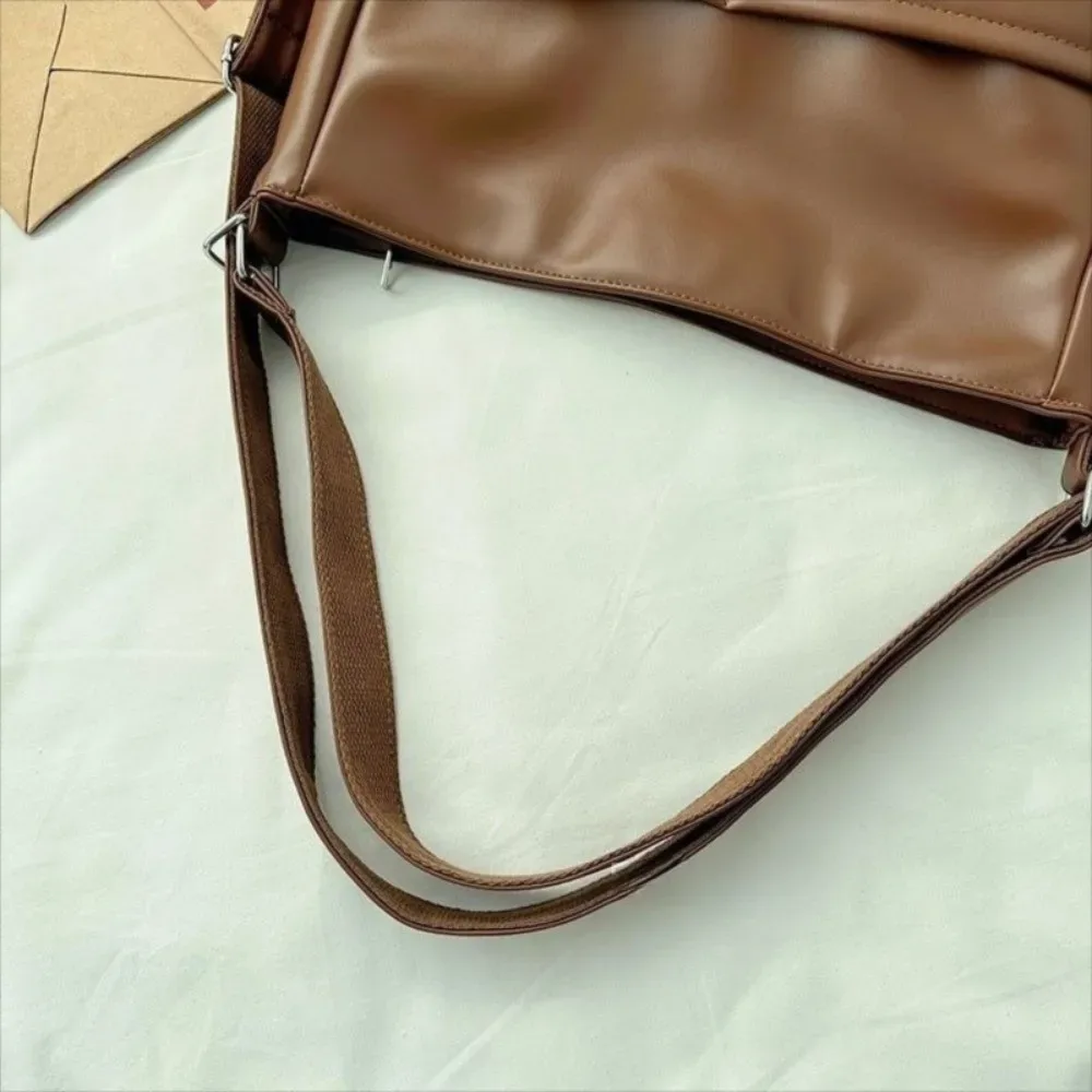 sac à dos de transport rétro portable de grande capacité, sac à bandoulière de voyage de couleur unie, sac à main décontracté pour étudiant
