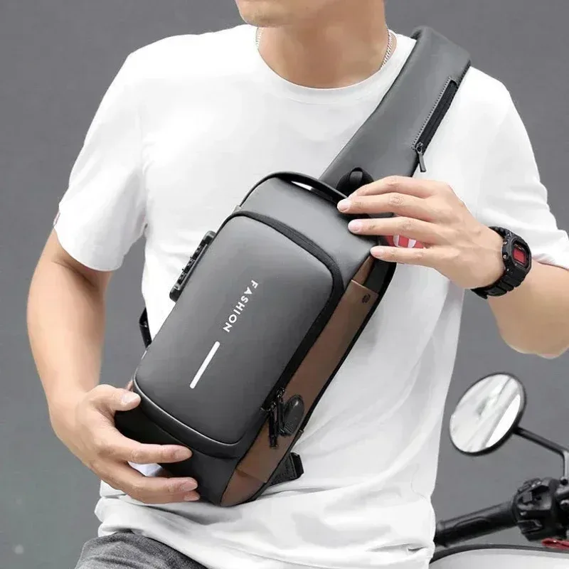 sac de poitrine antivol pour hommes, sacs à bandoulière avec port usb, sacs messager pour l'école et les courts voyages, sacs à bandoulière oxford pour hommes