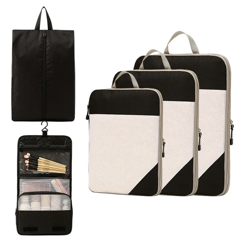 sac de rangement de voyage pour placard, bagages de voyage pour vêtements, chaussures, articles de toilette, cosmétiques, cubes d'emballage anti-poussière, sac de compression
