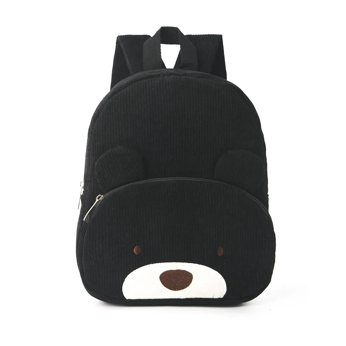 sac à dos personnalisé pour tout-petit avec nom brodé, motif ours de dessin animé, en velours côtelé, grande capacité, sac en peluche