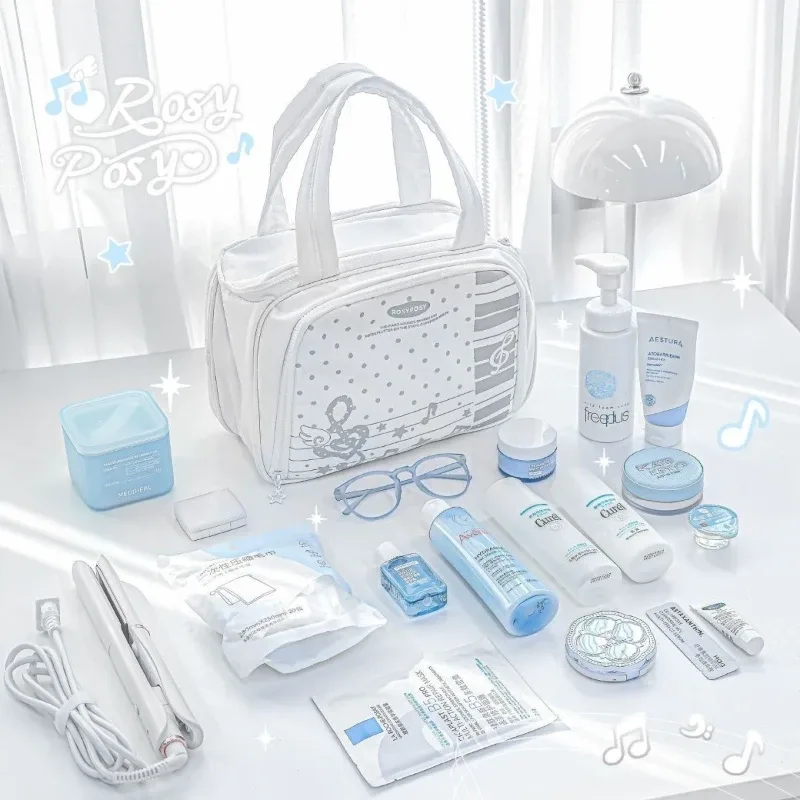 sac de maquillage coloré multifonctionnel de grande capacité, plusieurs compartiments pour le rangement, nouveau sac à bandoulière d'été doux et mignon pour femmes