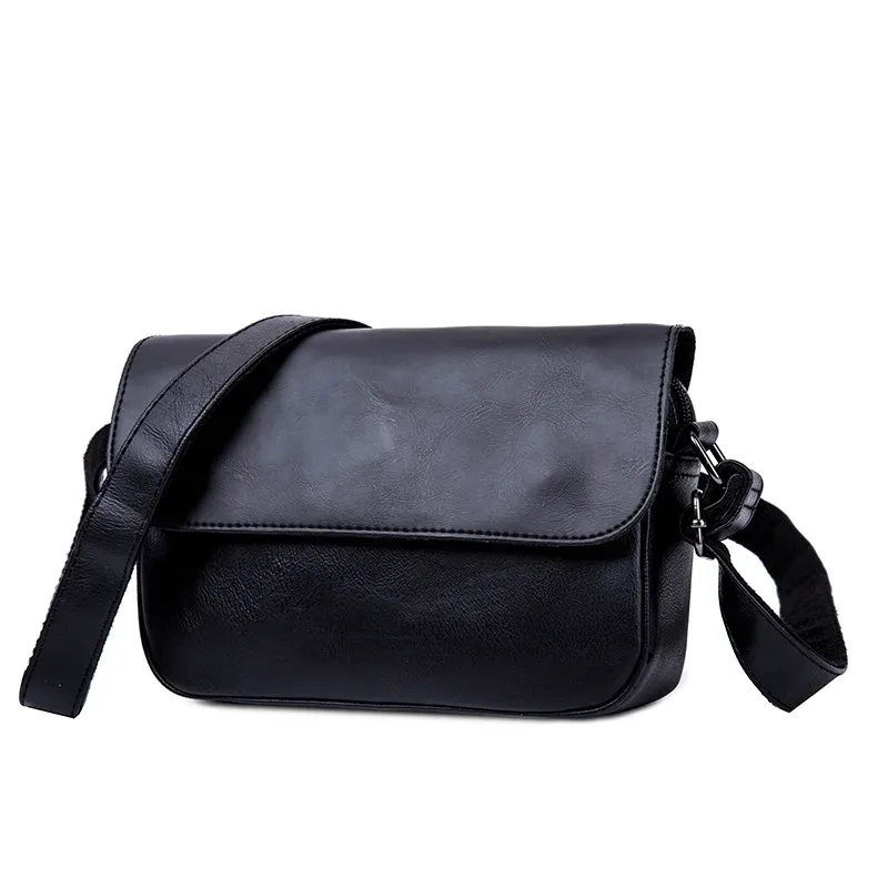 sac à bandoulière vintage de marque de luxe pour hommes, sac à rabat en cuir pu simple pour hommes, sacoche d'affaires solide, sac de voyage