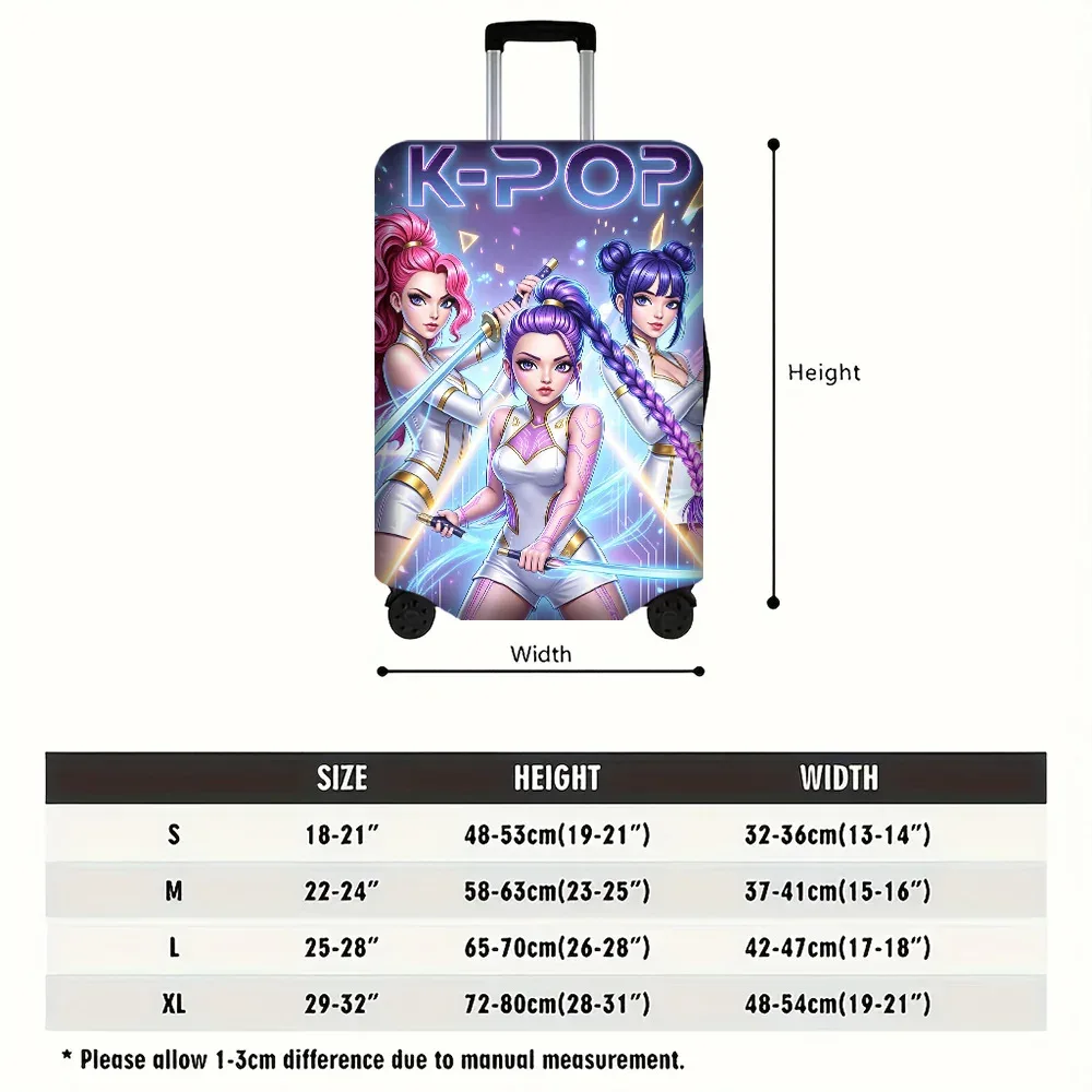 housse valise polyester gris bleu noir design k pop futuriste idoles voyage compact transport securise trip cadeau