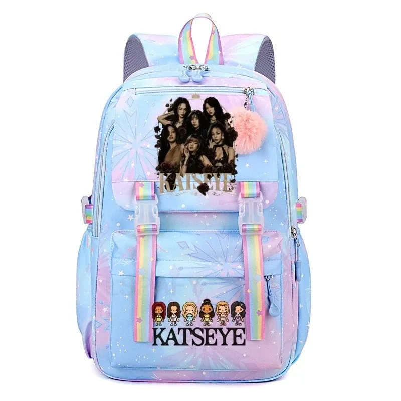 sacs d'école pour filles, sac à dos kpop katseye, sacs d'école décontractés à la mode pour adolescents, sac à dos léger pour étudiantes, sac à dos de voyage pour femmes