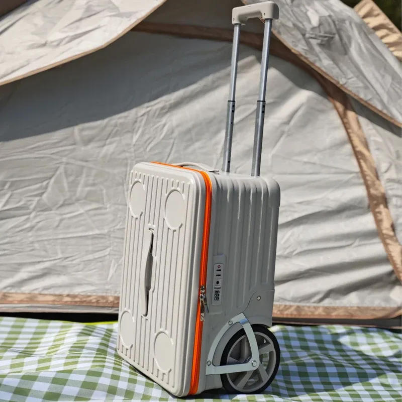 nouveau bagage à grande roue de camping en plein air avec ouverture latérale, valise de voyage pc de grande capacité, roues unidirectionnelles, 24 pouces