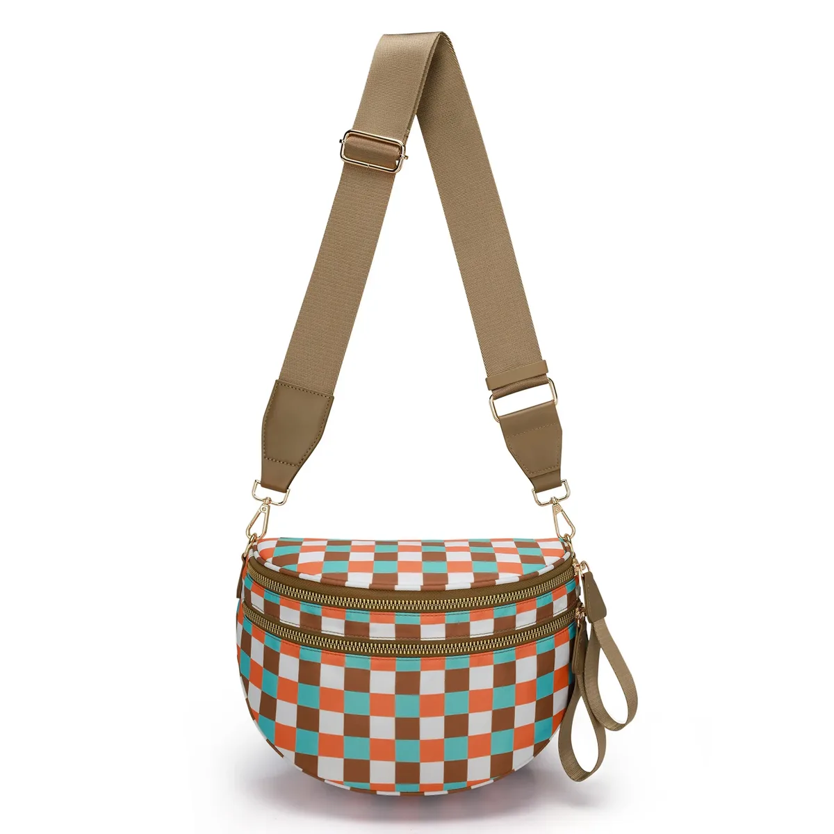 doyogi noir et blanc à carreaux spacieux bum sac sacs à bandoulière pour femmes en nylon essentiels de voyage sac de maman sac à couches pour maman