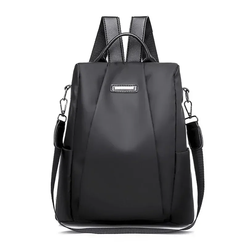 sac à dos multifonction pour femmes, sac d'école décontracté en nylon de couleur unie pour filles, sac à bandoulière de voyage à la mode avec sangle détachable