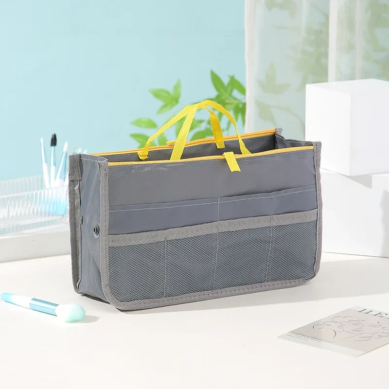 sac de rangement multifonctionnel à double fermeture éclair, grande capacité, pour le rangement de maquillage et articles de toilette, grand sac de classification.