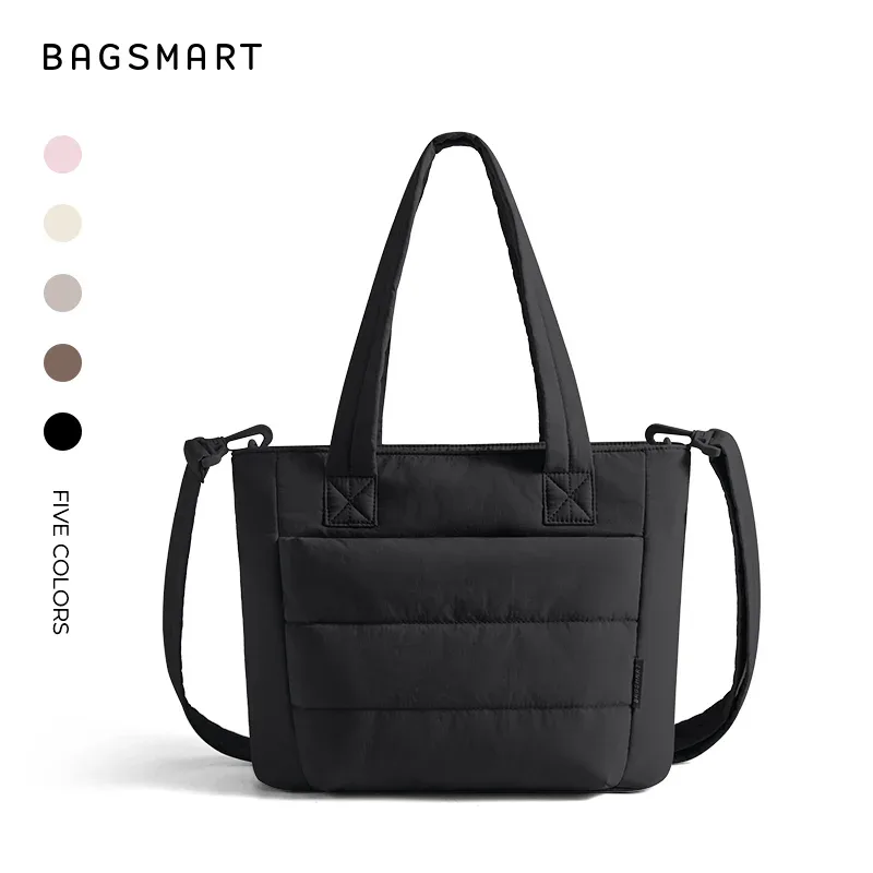 bagsmart sac fourre-tout rembourré pour femme, sac à bandoulière simple, grande capacité, sac à bandoulière pour étudiant, sac à main d'extérieur décontracté