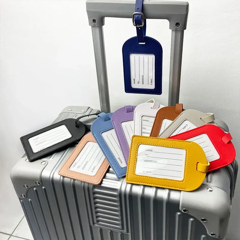 étiquette de bagage à rabat en cuir pu, léger, souple, solide, document, avion, carte d'embarquement, valise, accessoires de voyage, 4, 2, 1 pièces