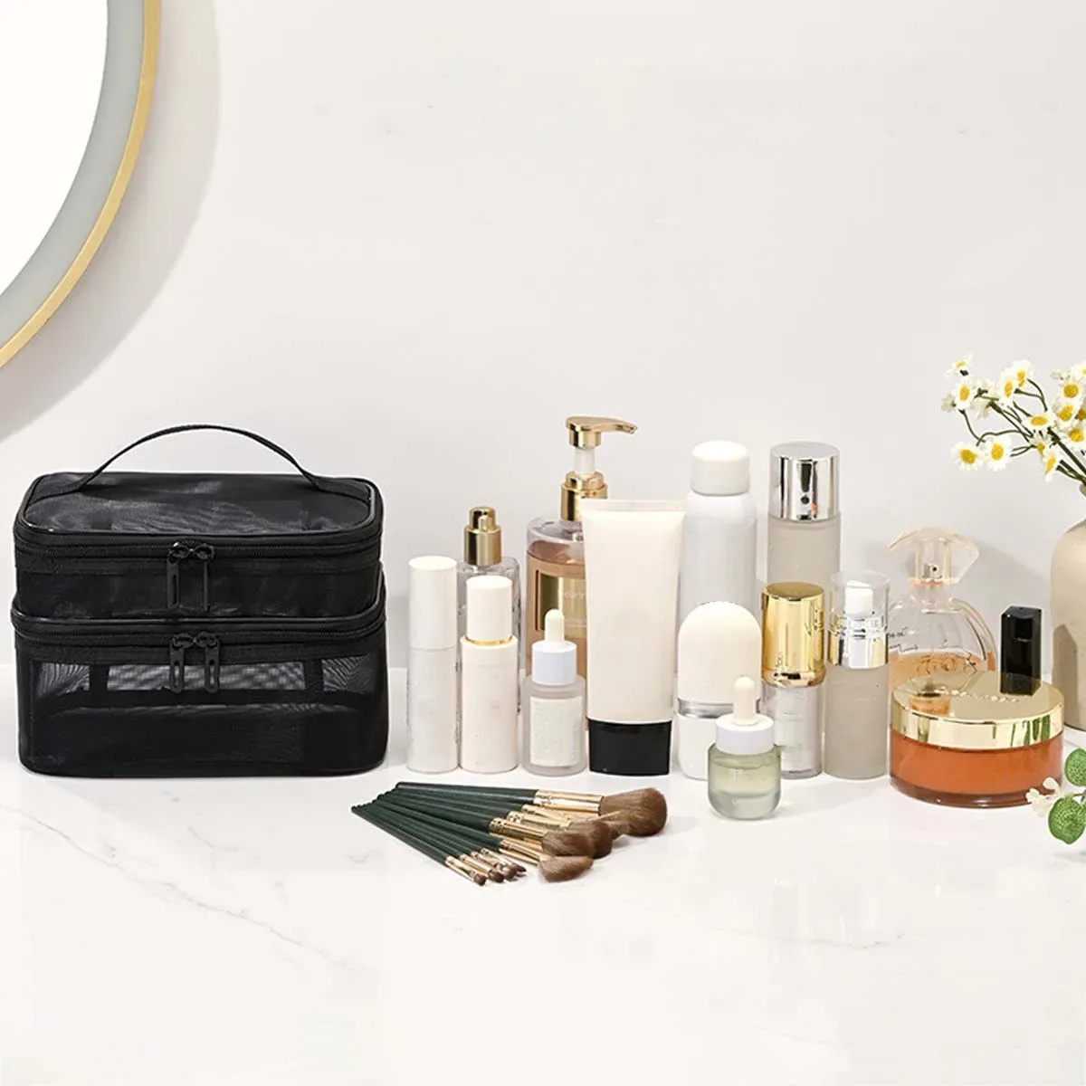 sac de rangement en maille de grande capacité, sac de tri pour cosmétiques/articles de toilette, voyage, rentrée scolaire, noël, cadeau de vacances