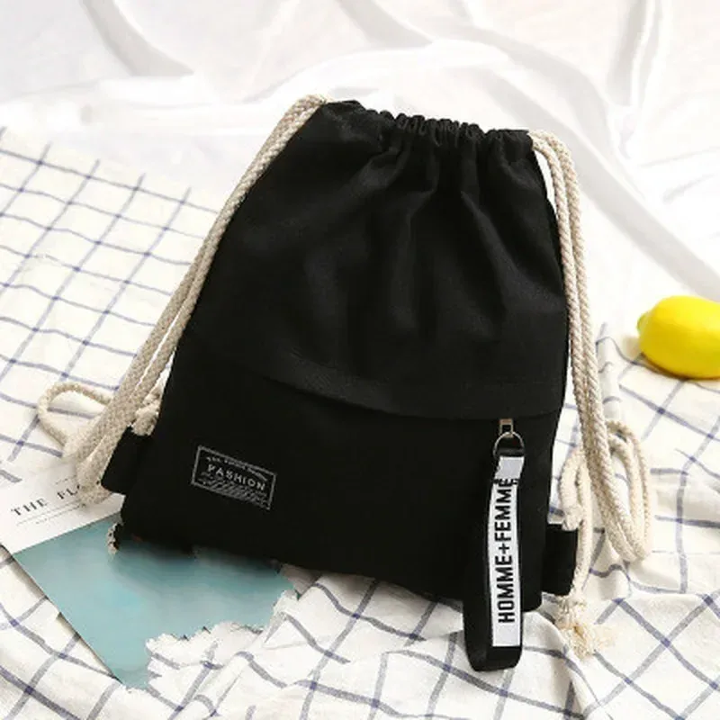 nouveau sac à cordon en toile de couleur unie, sac à dos portable simple, sac en tissu décontracté pour hommes, femmes, étudiants, usage quotidien