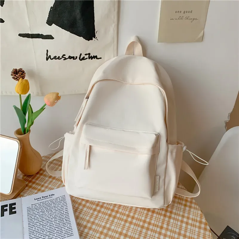 sac à dos polyvalent décontracté minimaliste rose pour étudiants, sac de voyage brodé, grande capacité, n'importe quel nom, style forêt