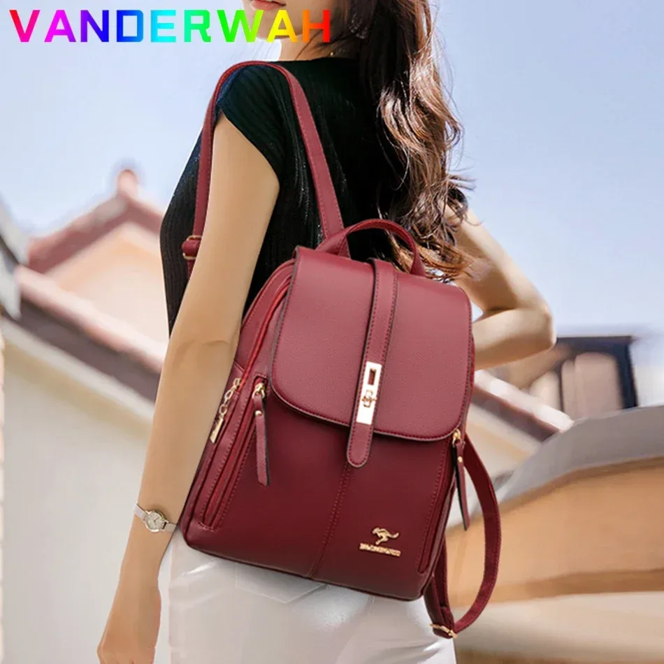 sac à dos de marque en cuir véritable pour femmes, sac à dos de haute qualité pour filles, sacs d'école, sac à dos de voyage pour dames, sac à dos