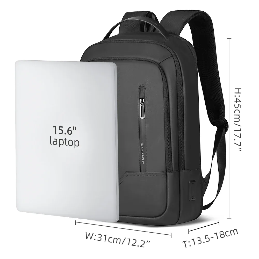 heroic knight slim homme sac à dos pour ordinateur portable sac d'école étanche avec chargement usb pour garçons adolescents sac à dos de luxe hommes en travail
