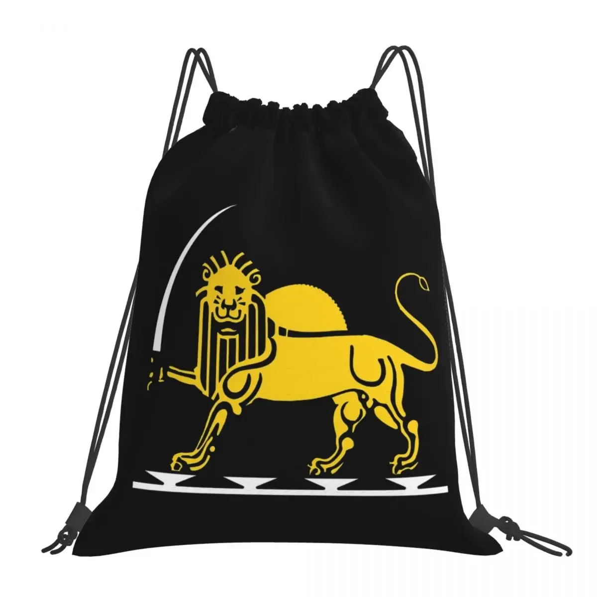 sac à dos avec emblème du drapeau de l'iran, soleil et lion de perse, sacs à cordon de serrage à la mode, sacs de rangement, sacs à livres pour étudiants en voyage