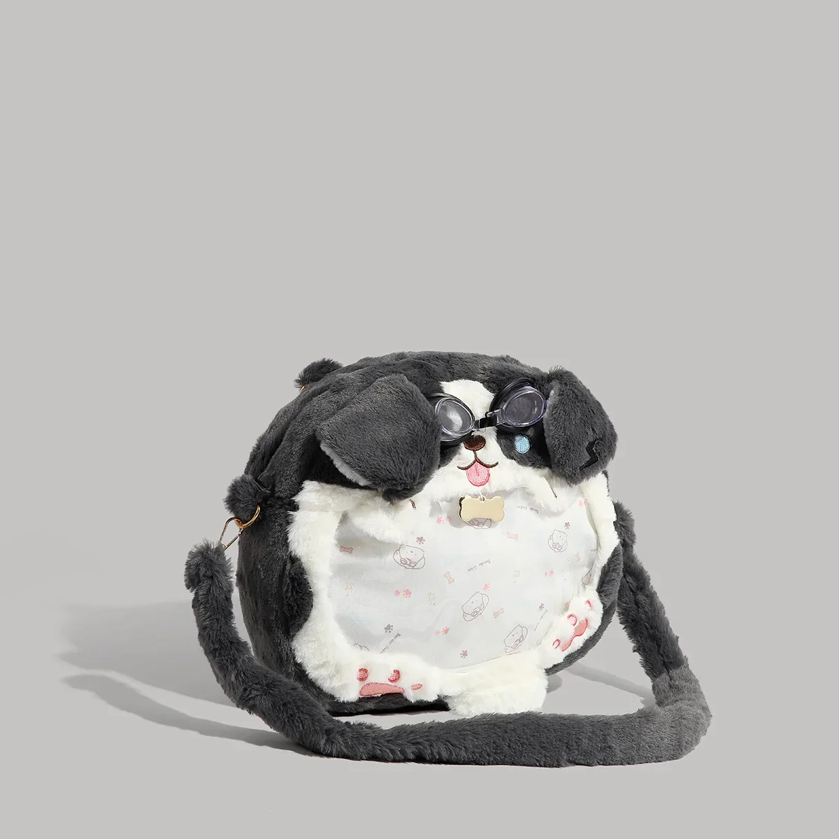 sac à dos en peluche brodé chien mignon velours or fourrure dessin animé jk fermeture éclair étudiant grande capacité sac unisexe ﻿