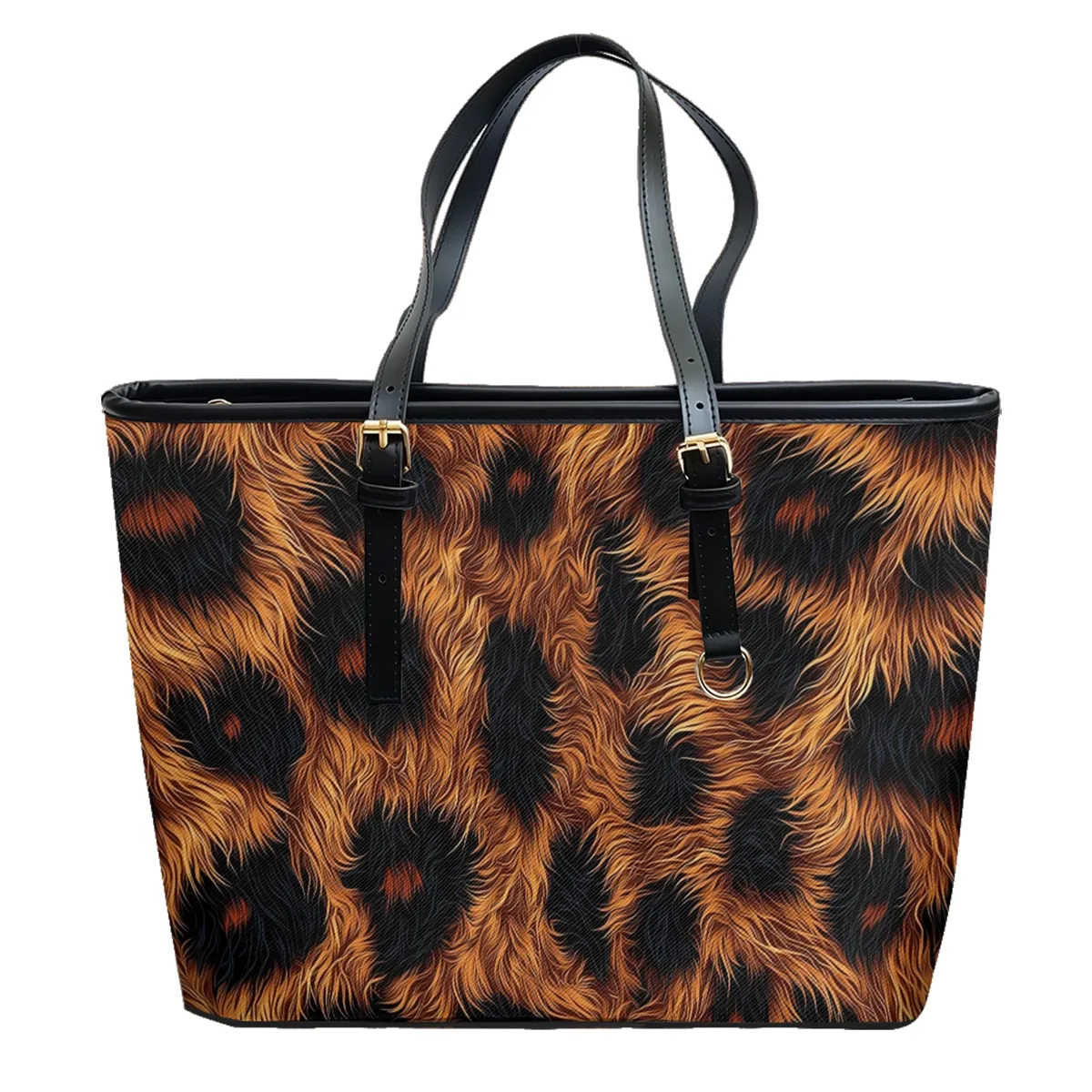 sac à bandoulière en cuir oxford pvc imprimé multicolore en fourrure de léopard urbain, fourre-tout de voyage léger avec fermeture éclair, sac à main de week-end pour le travail quotidien