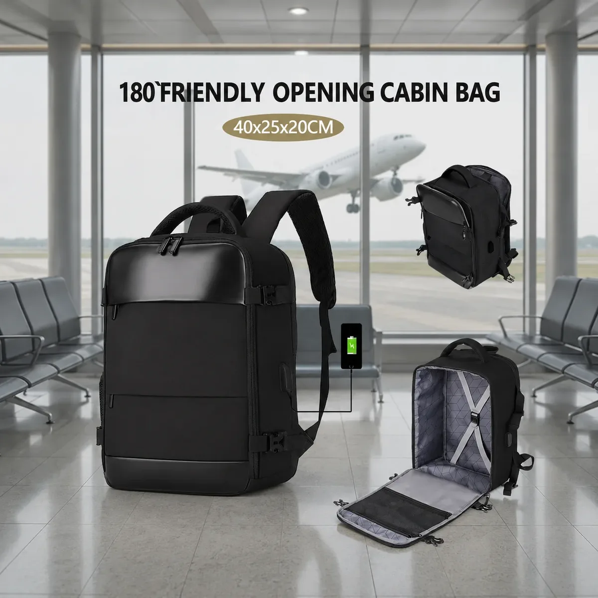 nouveau sac à dos de voyage ryanair 40 × 20 × 25 cm, sac de cabine sous siège, approuvé par les compagnies aériennes, sac à dos décontracté pour femme, sac de voyage pour week-end professionnel avec port usb et compart