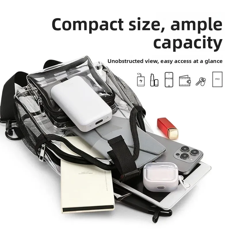 sac à bandoulière transparent en pvc, imperméable, convertible, passe instantanément la sécurité des contrôles, pour femmes et hommes, stade, concert, événement sportif, voyage