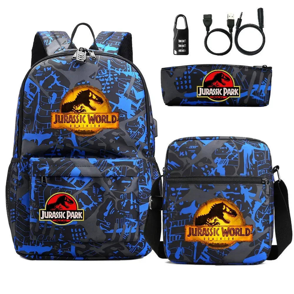 sac dos tissu oxford unisexe noir logo jurassic world bandoulière arquée compartiment intérieur style dessin animé usage voyage
