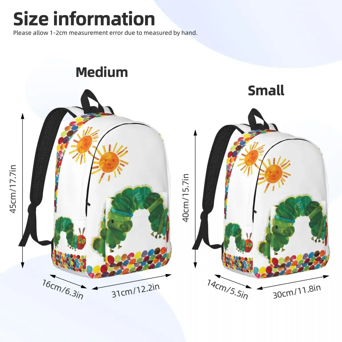 les chenilles très frappées soleil mode sac à dos en plein air étudiant travail dessin animé livre sac à dos pour hommes femmes collège sac à bandoulière