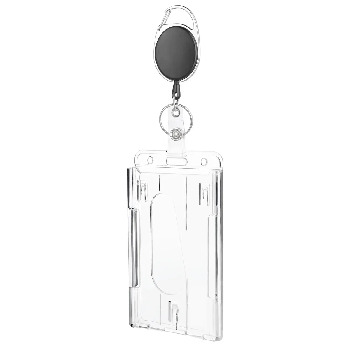 fentes pour cartes transparentes, porte-badge pour étiquette d'identification, avec bobine de badge, organisateur de rangement pour cartes, étui pour cartes de travail pour passe des employés