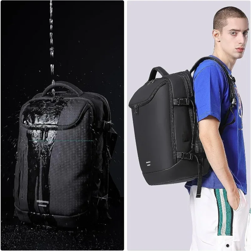 sac à dos de voyage extensible de 40l à 50l avec 3 cubes d'emballage, pour ordinateur portable de 17.3 pouces, grande capacité, pour hommes et femmes