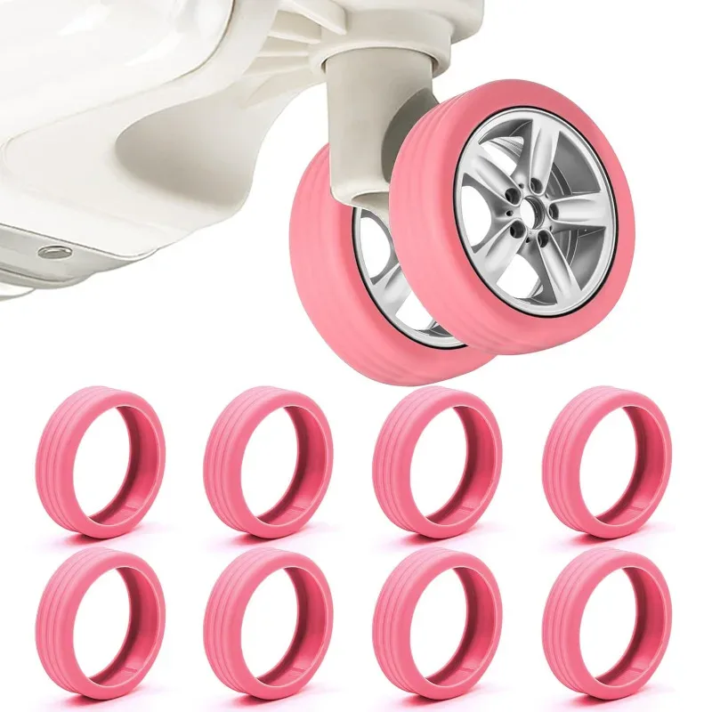 protecteur de roues de bagages en silicone, 8 pièces, roulettes, chaussures, valise de voyage, réduit le bruit, accessoires de couverture de protection
