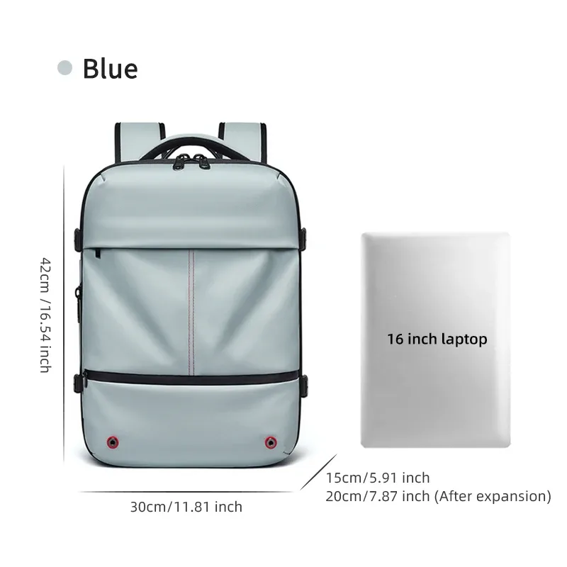 sac à dos de voyage décontracté 16 pouces, sac à dos pour ordinateur portable à compression sous vide, sac à dos scolaire avec port de charge usb, sac à dos de randonnée et d'affaires extensible
