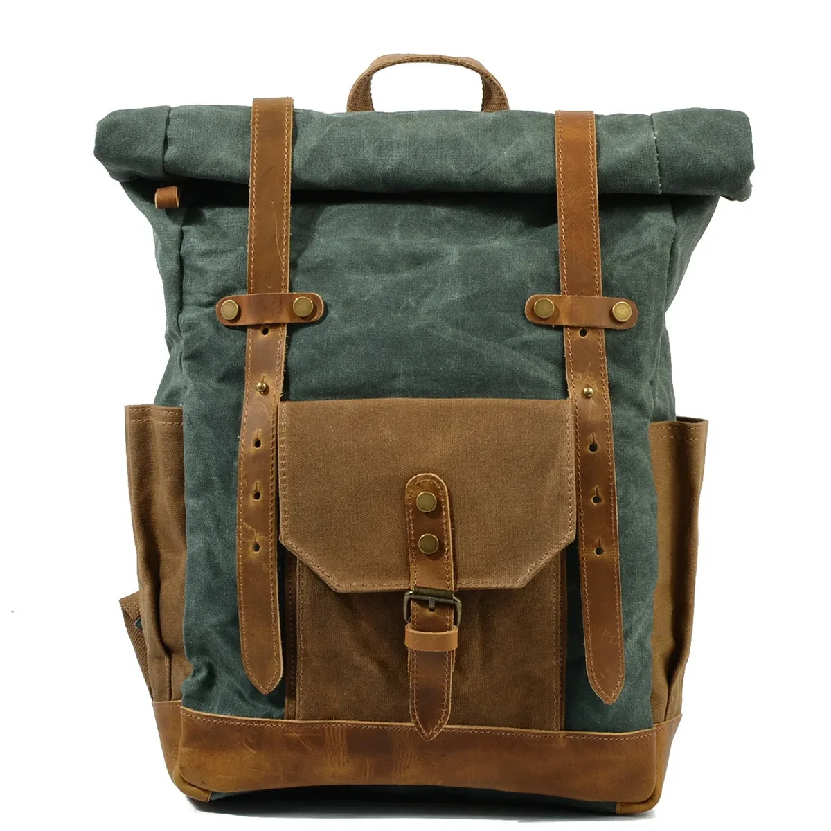 sacs à dos en toile vintage de luxe pour hommes, toile de cire d'huile, sac à dos de voyage en cuir, grands sacs de jour imperméables rétro