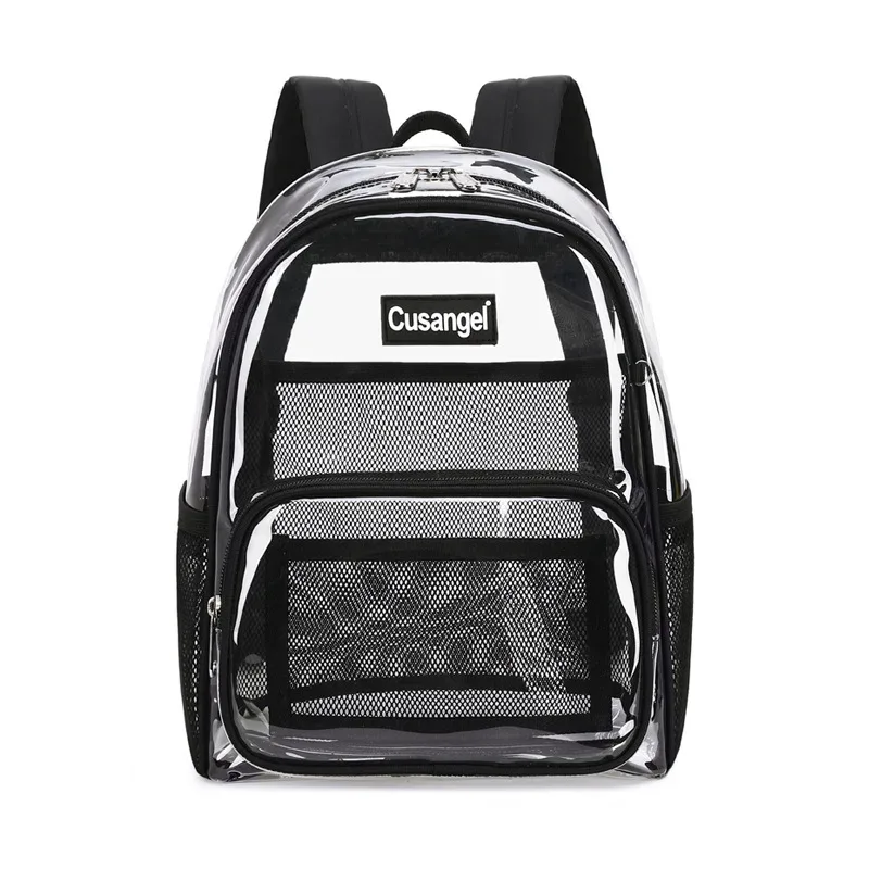 sacs transparents violets de 12 pouces, sac à dos transparent en matériau tpu, sac d'école à la mode pour filles, peut accueillir un ipad de 9.7 pouces