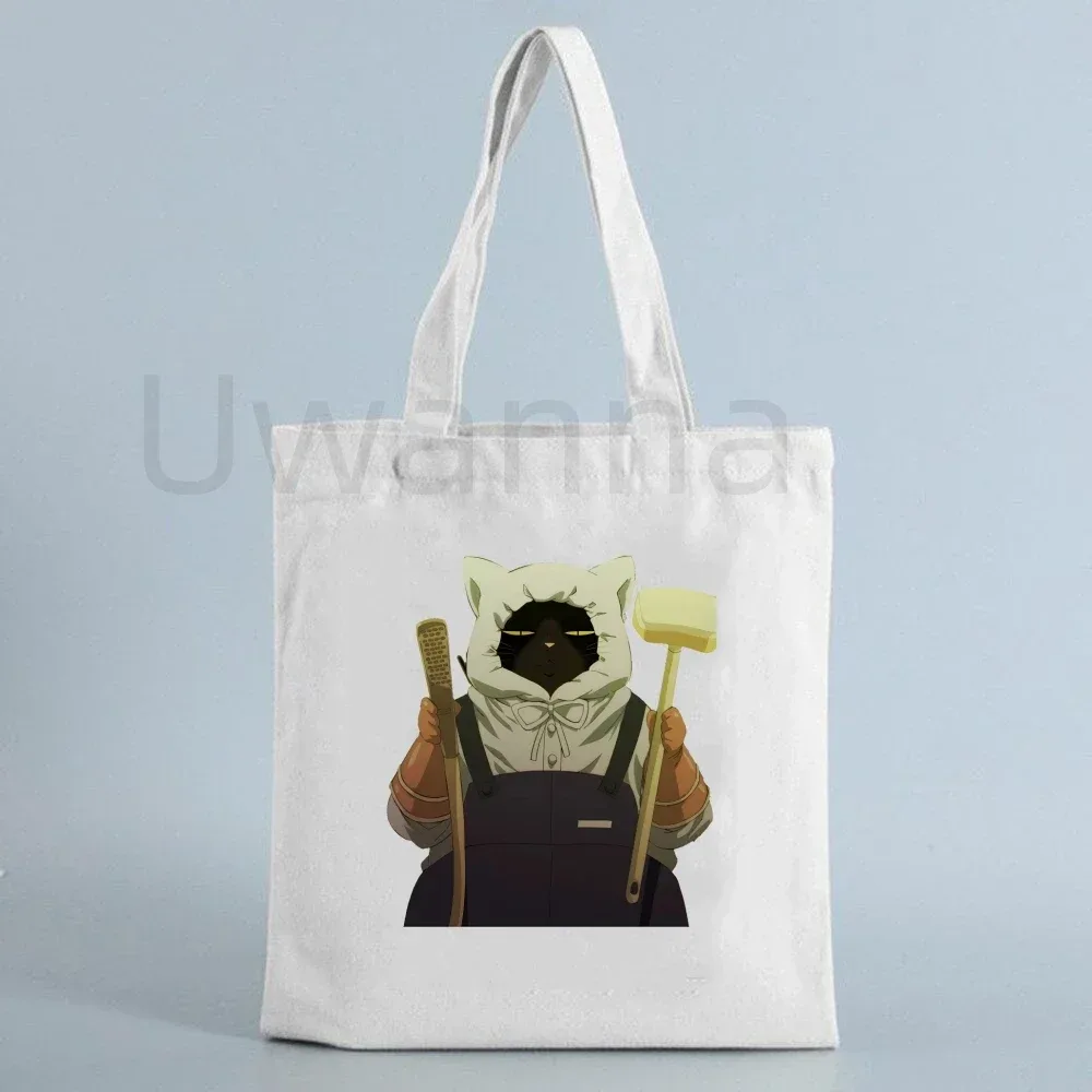 sac à bandoulière en toile de dessin animé, fourre-tout big cat yukichi, le chat masterful est déprimé à nouveau aujourd'hui, sacs de courses, sacs à main d'épicerie