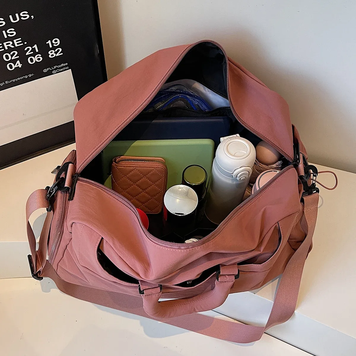 sac de voyage portable extensible pour hommes et femmes, sac à bagages léger de grande capacité pour courtes distances, boîtier de chariot de voyage fitness avec sac supplémentaire et compartiment à chaussures