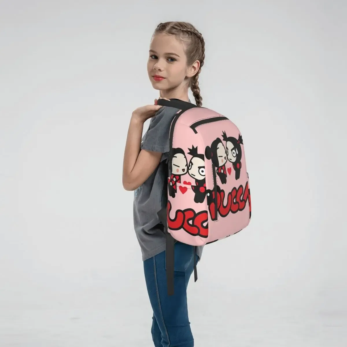 sac à dos d'animation cartoon garu pucca, sac à livres pour étudiants, sac d'école pour enfants, sacs à bandoulière pour ordinateur, pour hommes et femmes