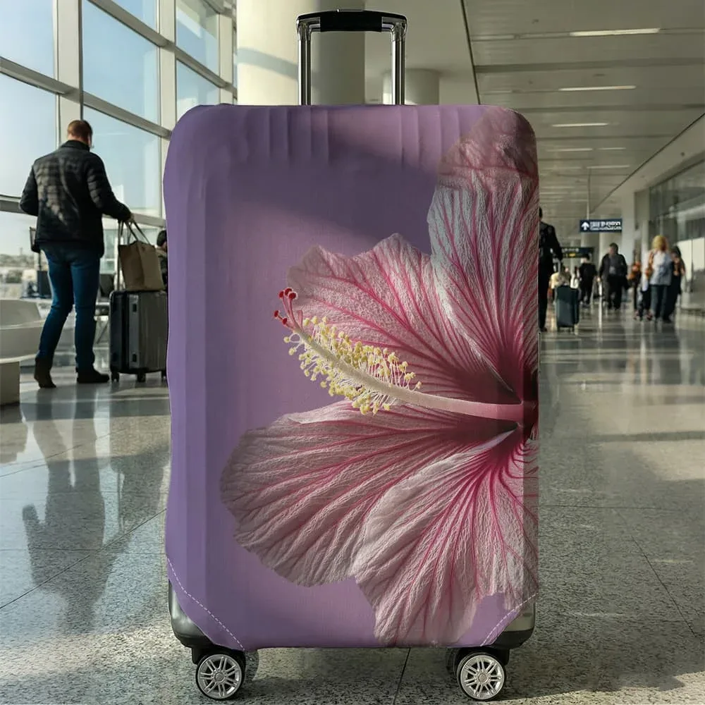 housse de bagage à imprimé fleur d'hibiscus, adaptée aux bagages de 18 à 32 pouces, manchon pour poignée de bagage, accessoires de voyage