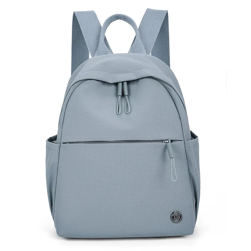 sac à dos tendance en nylon imperméable pour femmes, couleur unie, simple, loisirs, voyage, sacs à bandoulière pour adolescents