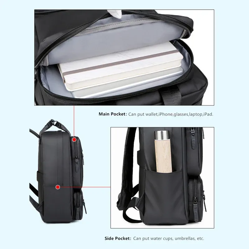 jeep buluo sac à dos pour ordinateur portable de grande capacité pour homme, sac à dos de voyage d'affaires étanche, multi-poches, sac pour ordinateur de 14 pouces pour le travail