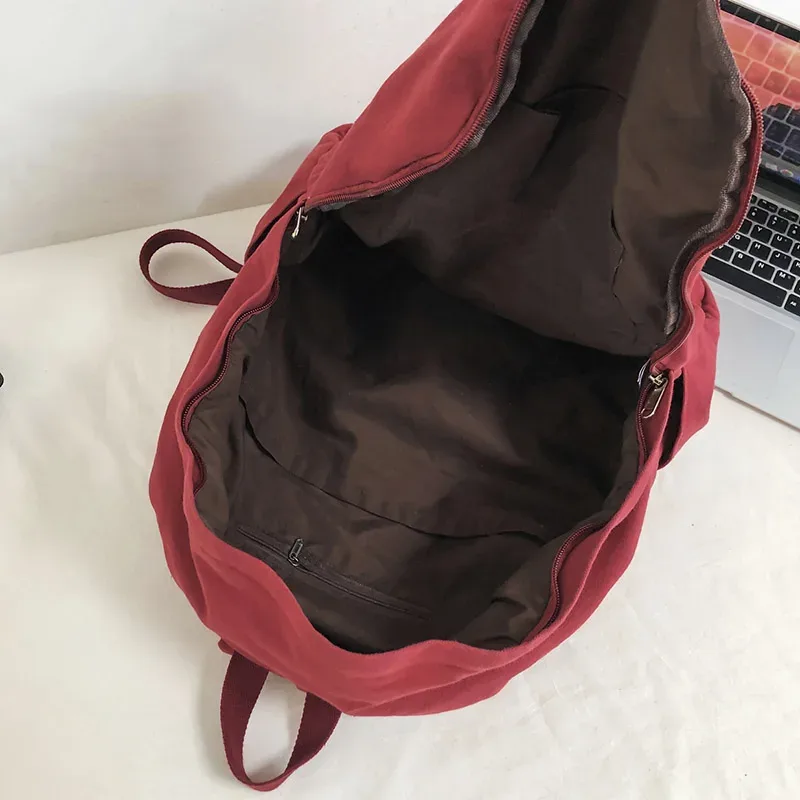 hocodo couleur unie toile femmes sac à dos mode unisexe étudiant sacs d'école pour adolescent sac à dos grande capacité voyage sac à dos