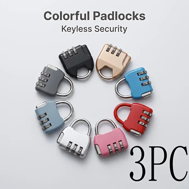 cadenas antivol portable combinaison trois chiffres abs vert sécurité valise casier boîte rangement scolaire usage voyage