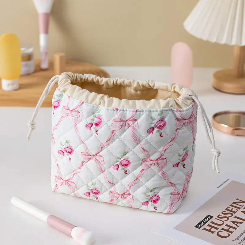 sac de rangement portable de voyage grande capacité avec cordon de serrage, en forme de coquille, mignon, de niche, pochette de rangement polyvalente en coton