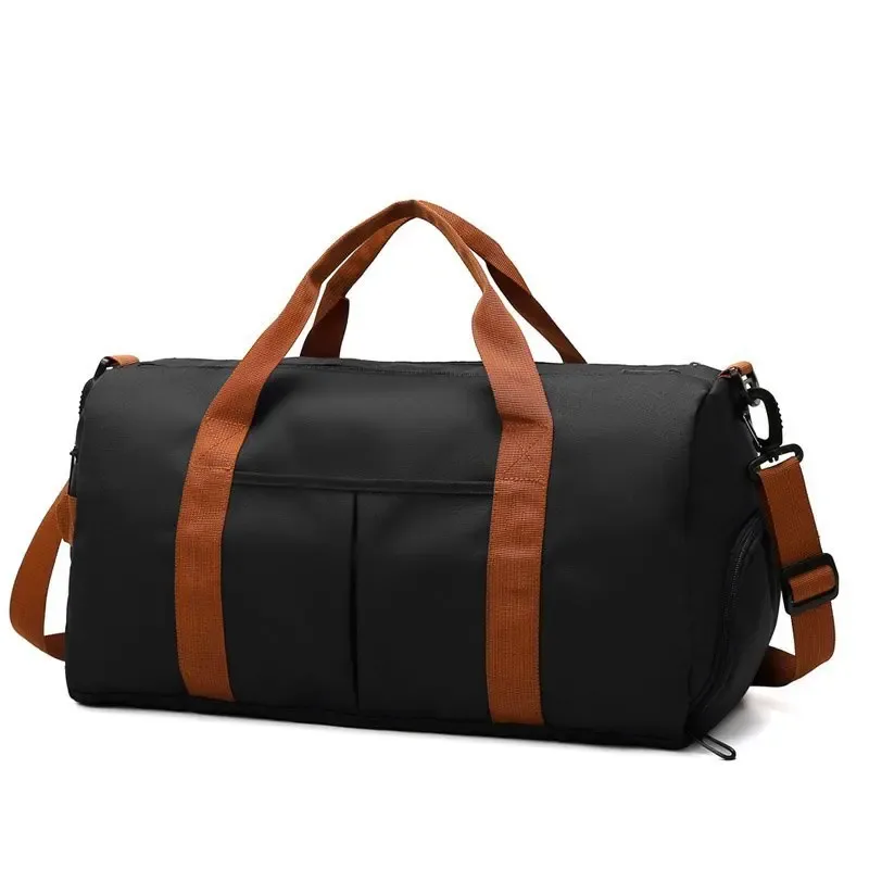 sac voyage polochon oxford khaki beige marron bandoulière poignées compartiments chaussures vêtements humides secs résistant eau transport