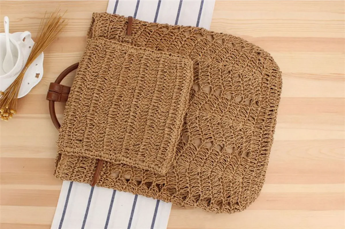 sac à dos en paille pour femmes, tissé à la main, décontracté, plage, vacances, sacs seau, sacs à dos de voyage pour femmes, mochila ж salah, rюкзак