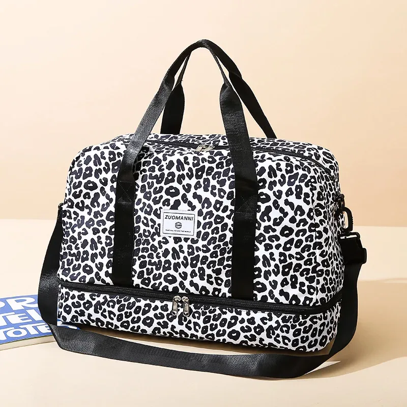 sac de voyage en nylon grande capacité avec imprimé animal, sac de sport et de gym, sac de rangement portable, sac de week-end pour femme