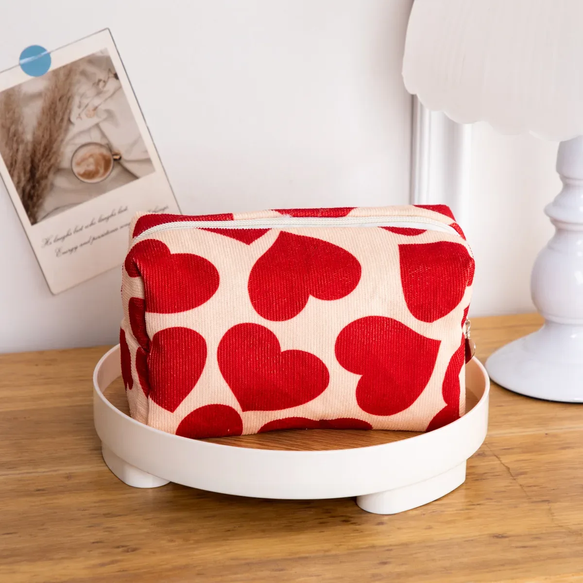 sac de maquillage à motif de cœur rouge pour femmes, organisateur de cosmétiques de toilette, sac à fermeture éclair, pochette de lavage de voyage, sac à cosmétiques, sacs de maquillage féminins
