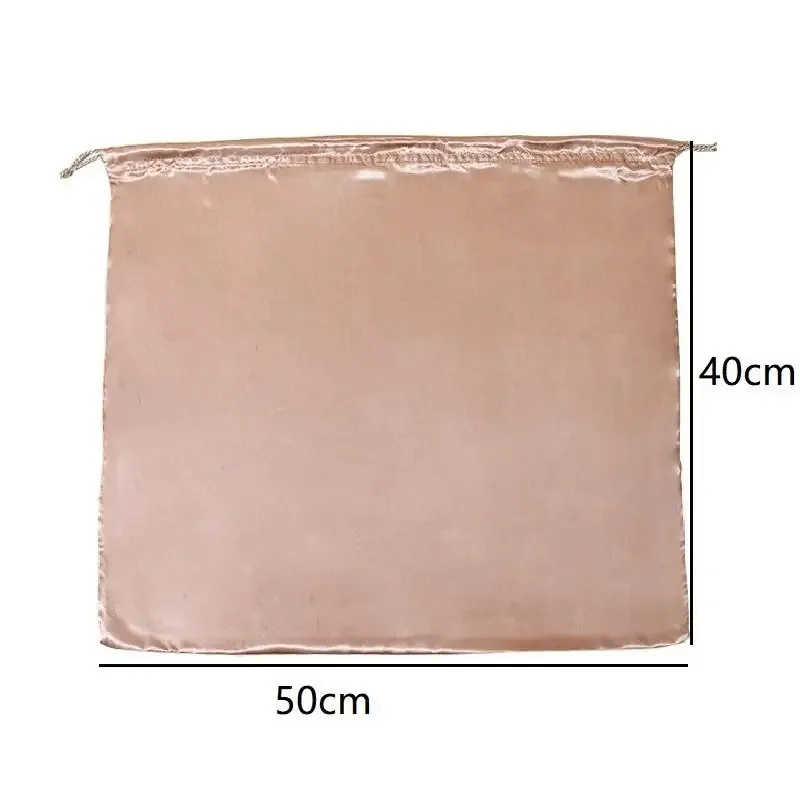 housse anti poussière tissu soie luxe forme ovale ouverte cordelette taille petite grande protection sac main
