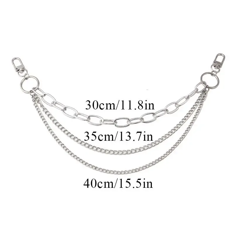 chaîne de sac en métal papillon multicouche, chaînes de sac en métal argenté, mode bricolage, sac à bandoulière, sangles en chaîne, accessoires de décoration pour jeans
