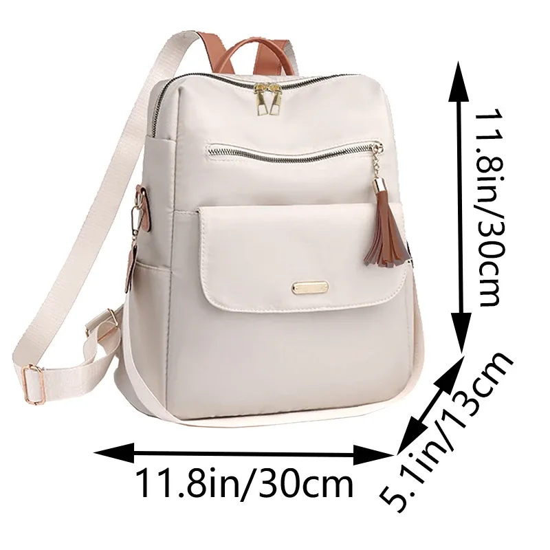 sac à dos chic et élégant multicolore avec détail pompon, sangle réglable, léger pour un usage quotidien, sac décontracté, fonctionnel et tendance