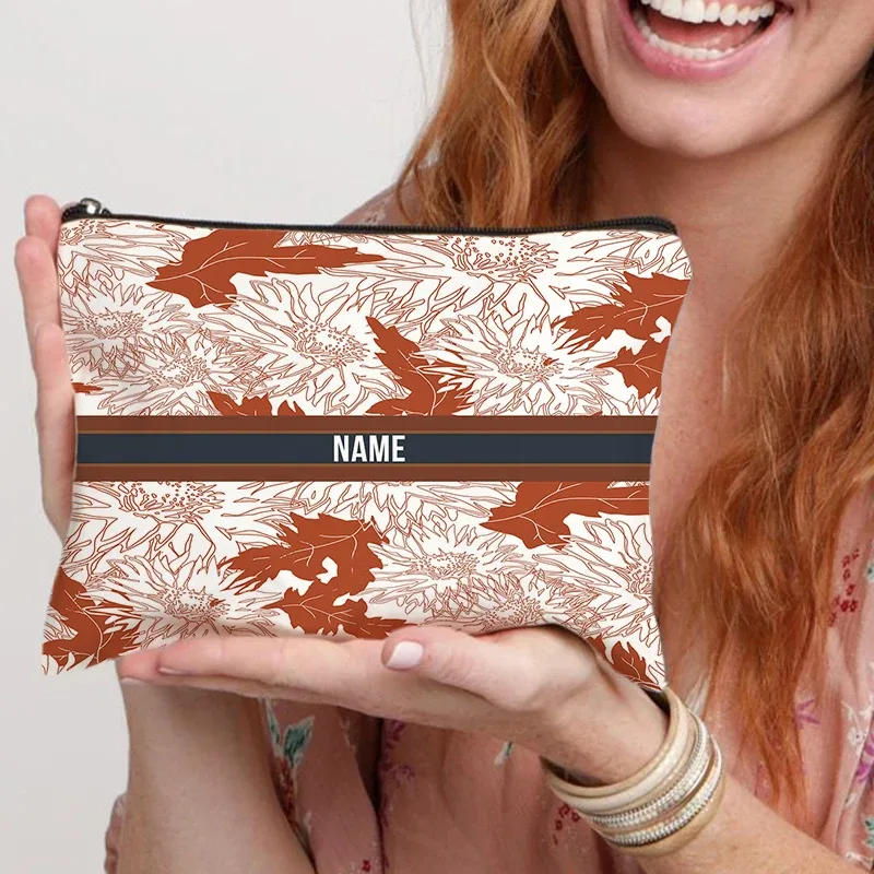trousse de maquillage personnalisée avec nom pour femmes, cadeau pour enseignant, pochette cosmétique personnalisable, trousse de toilette de voyage, trousse à crayons scolaire
